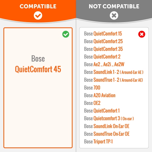Coussinets de rechange extra épais pour écouteurs Bose QC45 | (Noir)