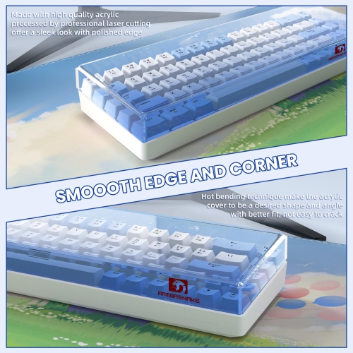 Acrylic Clear Transparent Keyboard Cover(12.28*4*0.9’’) with Dustproof Waterproof Anti-hit Anti-cat Protective Case for 65% Layout 61Key 64Key 68Key