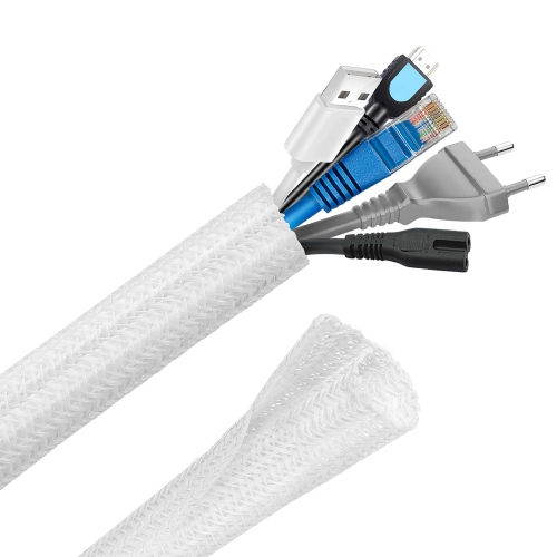 HLD  Cable Sleeve 10Ft - 1/2" Diameter Expandable, Cable Organizer for USB Cable Power Cord - Wire Protector Split Cable Wrap Cover, Cord Management