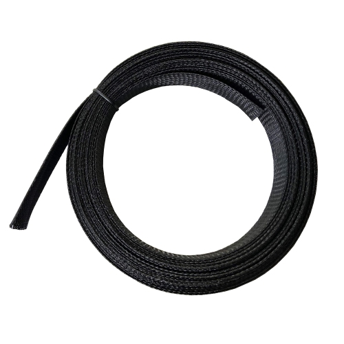 SpeedWare Expandable Non-Split PET Braided Cable Sleeve, High-Temperature Black Loom for Automotive Harness and Chew-Resistant Home Office Wire