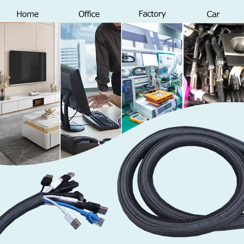 6.6ft - 1.2 inch Cable Sleeve Black, Cable Management Wrap Wire Loom Split Tubing Cord Protector