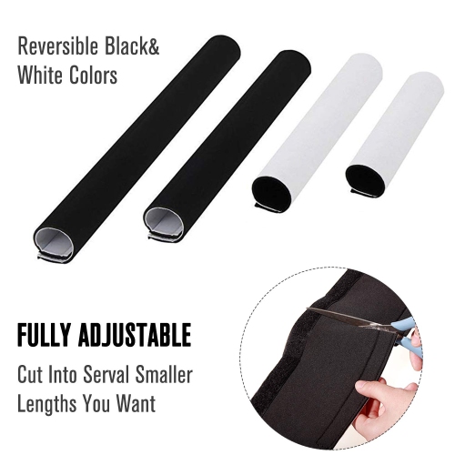 Cable Management Sleeves Neoprene Cord Organizer for TV USB PC Computer Network Wires (120 inches) DIY by Yourself, Adjustable Black Reversible Wire