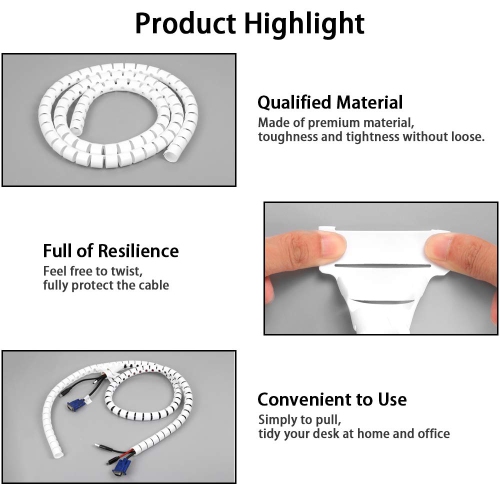 Cache-cernes organisateur de câbles pour téléviseur/ordinateur/bureau, outils 60 pouces et amélioration de la maison Couverture de gaine de câble