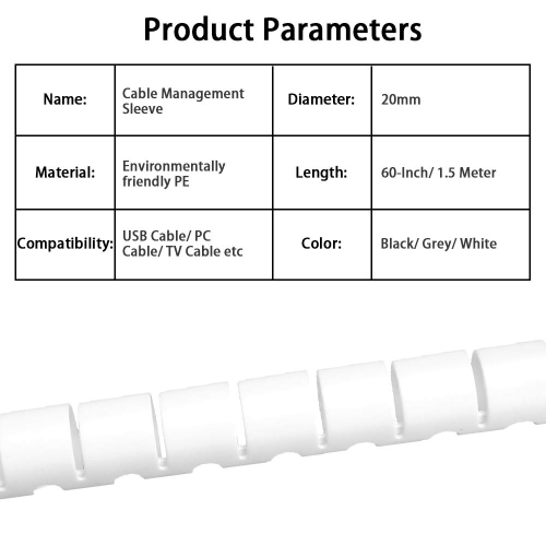 Cache-cernes organisateur de câbles pour téléviseur/ordinateur/bureau, outils 60 pouces et amélioration de la maison Couverture de gaine de câble