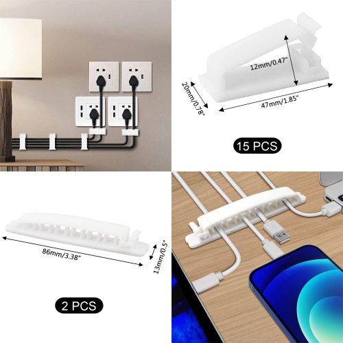 200PCS Cable Management Kit,4 Cable Sleeves,37 Cable Clips,7 Cable Holders,10 Zip Tie Mounts,20 Cable Clip Nails,100 Cable Fastening Ties,20+2 Roll