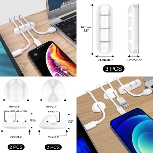 200PCS Cable Management Kit,4 Cable Sleeves,37 Cable Clips,7 Cable Holders,10 Zip Tie Mounts,20 Cable Clip Nails,100 Cable Fastening Ties,20+2 Roll