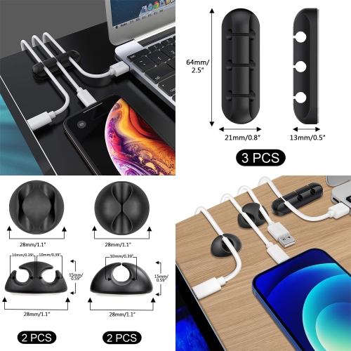 200PCS Cable Management Kit,4 Cable Sleeves,37 Cable Clips,7 Cable Holders,10 Zip Tie Mounts,20 Cable Clip Nails,100 Cable Fastening Ties,20+2 Roll