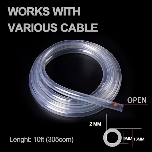 Dog and Cat Cord Protector, 10 ft/ 2mm Thick Pet Wire Flexible Cable Sleeve, for USB Charger Cable Power Cord Audio Video Cable, Unscented, Odorless