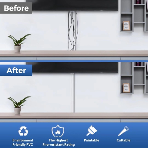 TV Cord Cover for Wall, 31.5 inch Cable Concealer, Cord Hider for Wall Mounted TV, Paintable Wall Cable Cover, White Cable Raceway Kit, 2X L15.8in