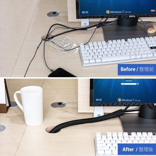 Gaine de câble 10&nbsp;pi - Organisation des câbles 1/2&nbsp;po gaine tressée et auto-enveloppante pour câble USB Cordon d'alimentation Câble