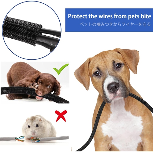 Gaine de câble 10&nbsp;pi - Organisation des câbles 1/2&nbsp;po gaine tressée et auto-enveloppante pour câble USB Cordon d'alimentation Câble