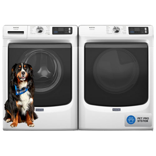 Laveuse à vapeur à chargement frontal haute efficacité 5,8 pi³ Pet Pro de Maytag - Blanc