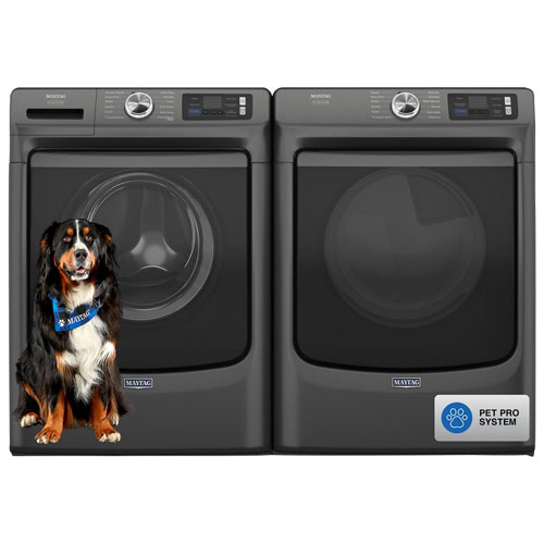 Laveuse à vapeur à chargement frontal haute efficacité 5,8 pi³ Pet Pro de Maytag - Noir volcan