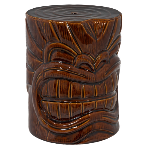 SUNNYDAZE DECOR  Sunnydaze Wood-Look Tiki Head Ceramic Garden Stool - 17”