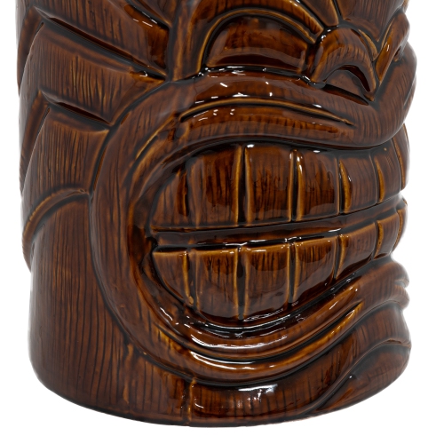 Sunnydaze Wood-Look Tiki Head Ceramic Garden Stool - 17”