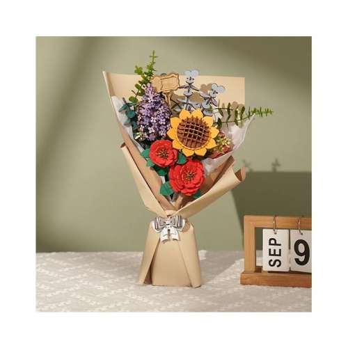 ROWOOD Wooden Flower Bouquet TW01H - 3D Puzzle Kit | Beginner to Intermediate Level | Educational Craft for Ages 8+ | Assembly Size 260x150x400mm