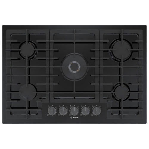 Surface de cuisson au gaz à 5 brûleurs de 30 po de Bosch - Noir