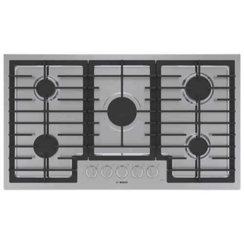 Surface de cuisson au gaz à 5 brûleurs de 36 po de Bosch - Acier inoxydable