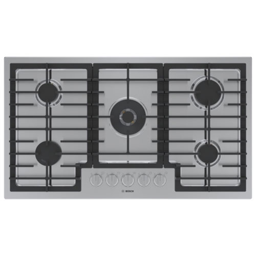 Surface de cuisson au gaz à 5 brûleurs de 36 po de Bosch - Acier inoxydable