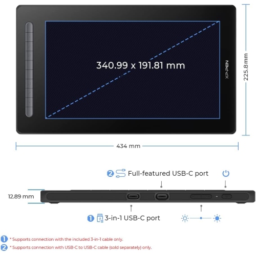 Boîte ouverte - moniteur graphique HD intégrale de Artist16 2nd 15,6 po avec stylet pour moniteur de dessin XPPen