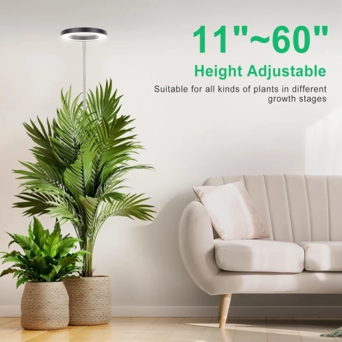Full Spectrum LED Plant Grow Light: Adjustable Brightness, Auto On/Off Timer, Height Adjustable, Ideal for Large Indoor Plants