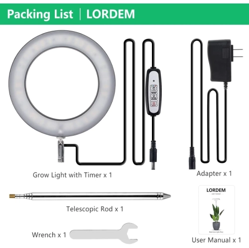 Full Spectrum LED Plant Grow Light: Adjustable Brightness, Auto On/Off Timer, Height Adjustable, Ideal for Large Indoor Plants