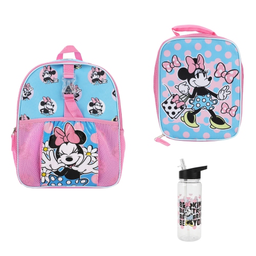 Minnie Mouse Be Kind Be True Be Brave Be You Kids 14" Backpack and Lunch Bag 5 Piece Set