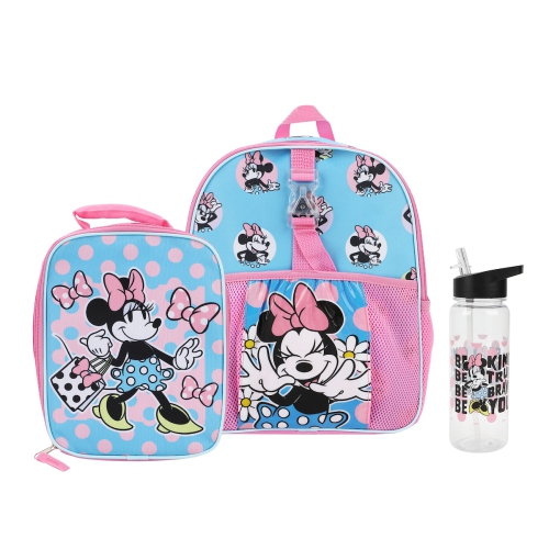 Minnie Mouse Be Kind Be True Be Brave Be You Kids 14" Backpack and Lunch Bag 5 Piece Set