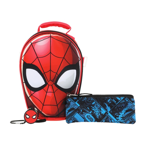 Marvel Spider-Man Comic Strip Pattern Kids 16" Backpack and Lunch Bag 5 Piece Set