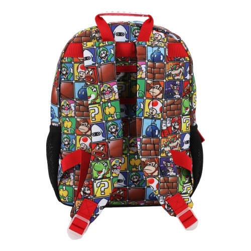 Super Mario Bros. Character Tile Kids 14" Backpack and Lunch Bag 4 Piece Set