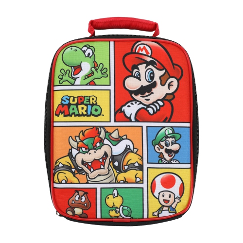 Super Mario Bros. Character Tile Kids 14" Backpack and Lunch Bag 4 Piece Set