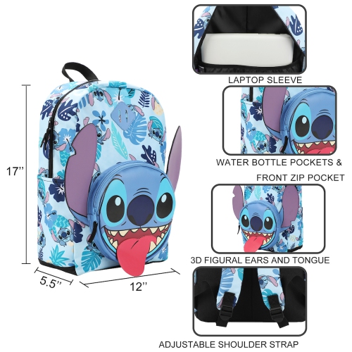 Lilo & Stitch Big Face Tropical Leaves 17" Backpack