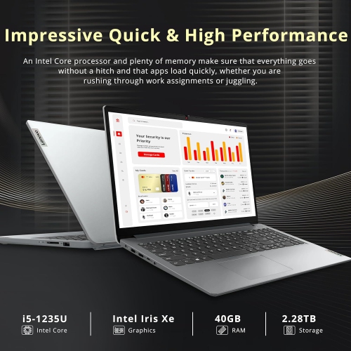 Lenovo IdeaPad 1i 15.6" FHD Business Laptop, Intel i5-1235U, 2.28TB Storage(2TB SSD+288GB Docking Station Set), 40GB RAM, Intel Iris Xe Graphics,