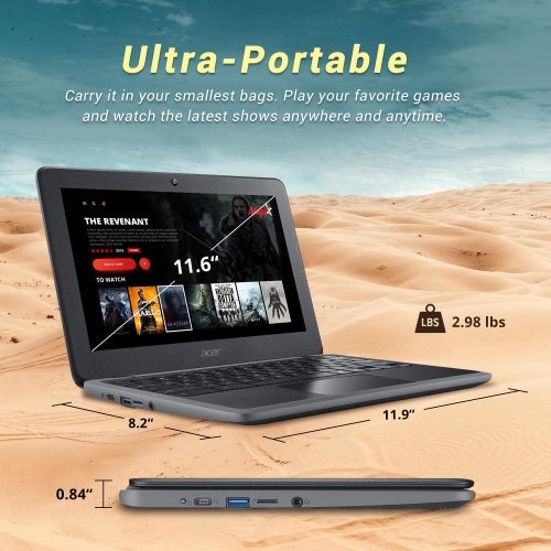 Refurbished - Acer Chromebook 11.6" HD Laptop, Intel Celeron N3350 Processor, 32GB eMMC, 4GB RAM, 32GB eMMC, Intel HD Graphics 500, HD Webcam, Chrome