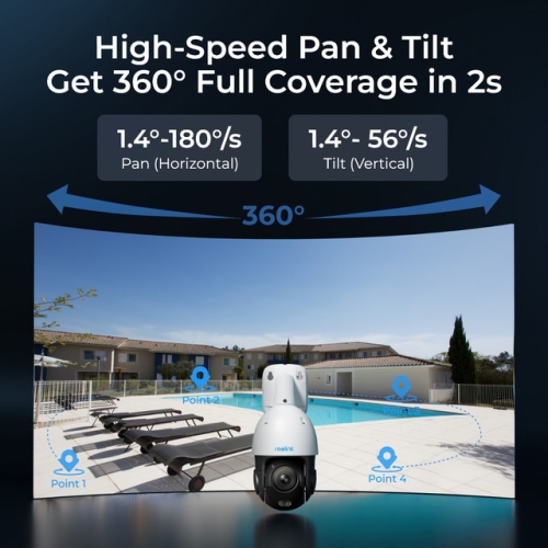 Reolink 4K PTZ 360° Auto-Tracking PoE IP Camera with 5X Optical Zoom, Color Night Vision, RLC-823S1