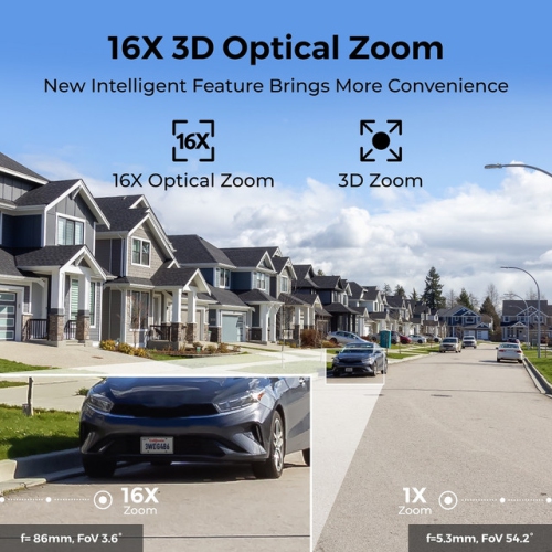 Reolink 4K PTZ PoE Security Camera with 16X Optical Zoom, 360° Auto Tracking, RLC-823S2