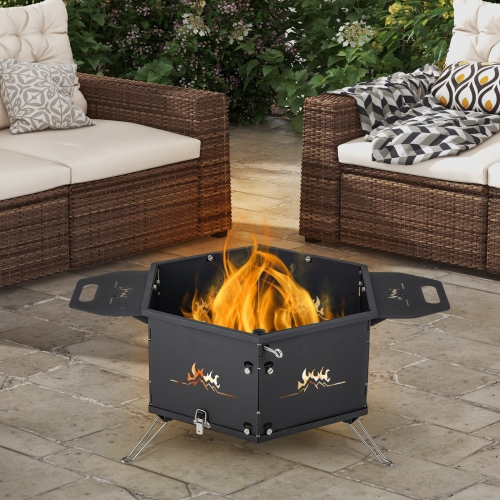 Costway Portable Charcoal Grill Stove with 360° Rotatable Grill Foldable Body & Legs Black