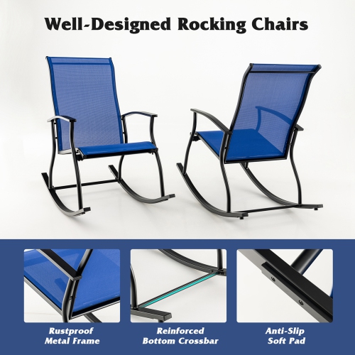 Costway 4 PCS Outdoor Rocking Chairs with Breathable Backrest Smooth Safe Rocking Design