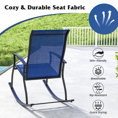Costway 4 PCS Outdoor Rocking Chairs with Breathable Backrest Smooth Safe Rocking Design