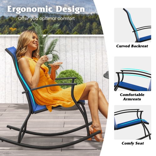 Costway 4 PCS Outdoor Rocking Chairs with Breathable Backrest Smooth Safe Rocking Design