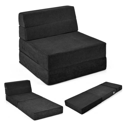Image 1 of 9.. Costway Tri-Fold Fold Down Chair Flip Out Lounger Convertible Sleeper Bed Couch Dorm New