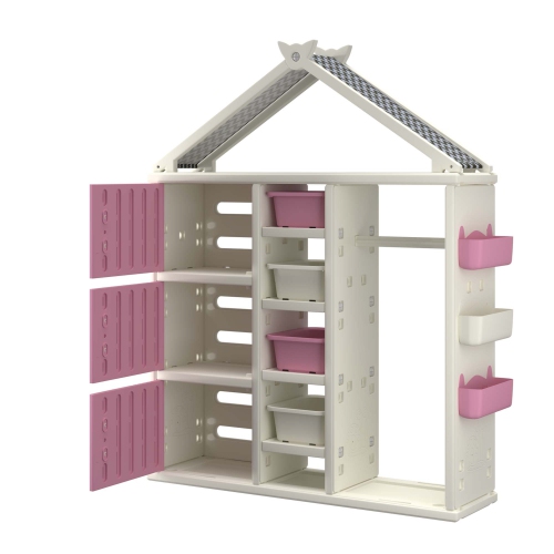 Armoire de rangement pour costumes pour enfants de Costway pour enfants fausse commode avec tablettes de rangement à bacs