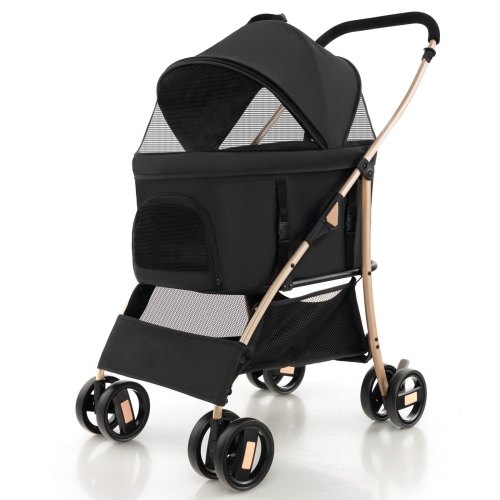 Petsite 3-In-1 Pet Stroller with Removable Car Seat Carrier 4-Level Adjustable Canopy