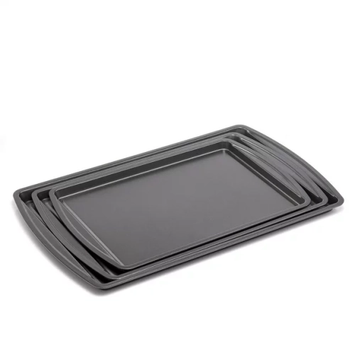 Mehiaz – Ensemble de biscuits antiadhésifs 3PC pièces, 11,2 x 17,2 po, 10,2 x 15,2 po, 9,2 x 13,2 po, gris, ensemble de 2 biscuits antiadhésifs MS 3PC