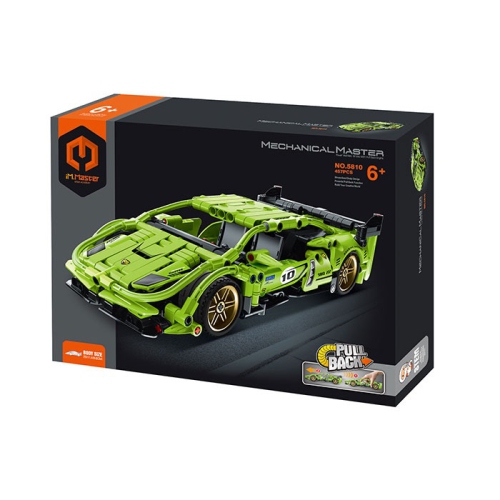 Tradeopia DIY Super Sportscar Premium Building Block Kit (457 Pieces) with Pull Back Action Feature - Educational STEM Toy for Ages 6+