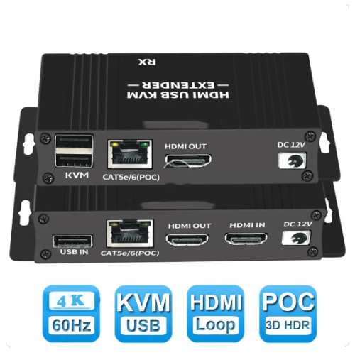 HYFAI  HDMI Kvm Ethernet Cable Extender 60 Meter Support Poc 4Kx60Hz HDr Power Over Ethernet