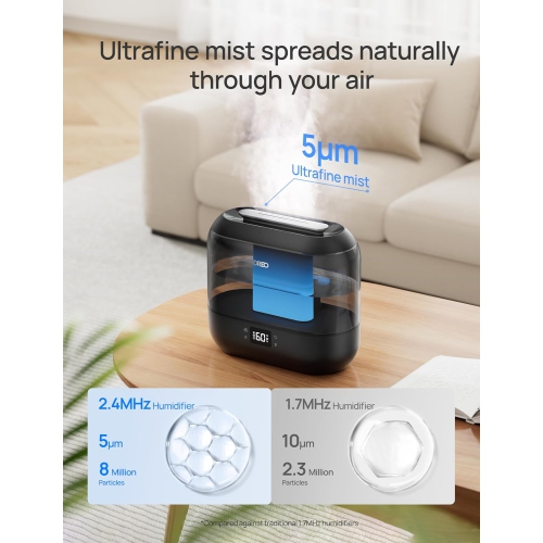 Dreo Smart Humidifiers for Bedroom, 4L Quiet Supersized Cool Mist Ultrasonic Humidifier with Diffuser and Nightlight