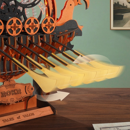 ROKR Viking Dragon Boat LK802 3D Puzzle Wood Kit | Educational STEM Toy