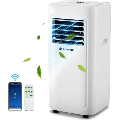 AAOBOSI  Portable Air Conditioner, 10000 Btu Wifi Air Conditioner Portable for Room Up to 220 Sq.ft 4-In-1 Portable Ac \w Dehumidifier & Fan 2-Speed