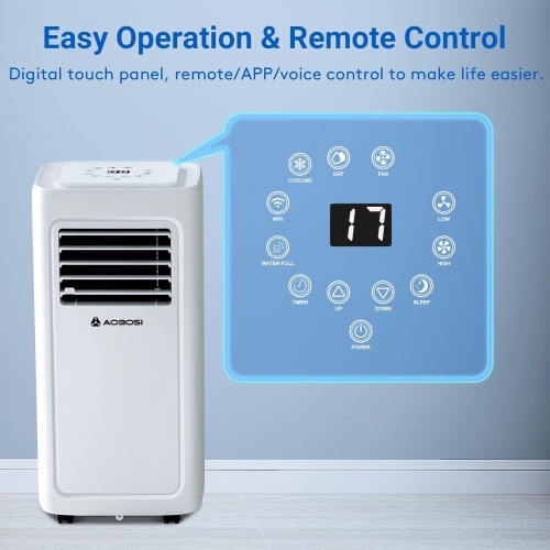 Portable Air Conditioner,10000 BTU WiFi Air Conditioner Portable for Room up to 220 Sq.ft 4-IN-1 Portable AC with Dehumidifier & Fan 2-Speed, App&24H